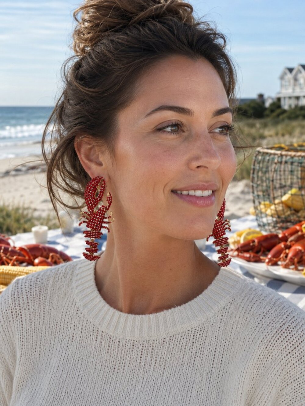 NWT - Piper K Sparkly Lobster Earrings with Articulated Tail Section